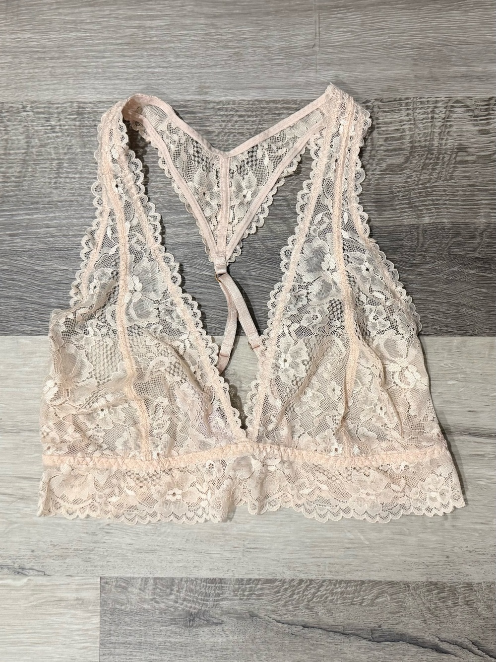 Size M Savage X Fenty Nude Sheer Floral Lace Racerback Bralette